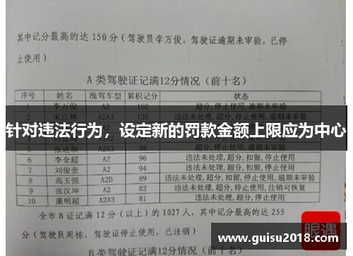 针对违法行为，设定新的罚款金额上限应为中心